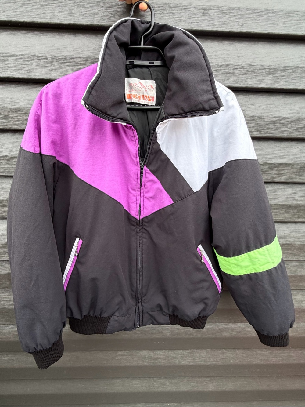 Colorblock Puffer Jacket - Fortiina - Vintage 80s 90s